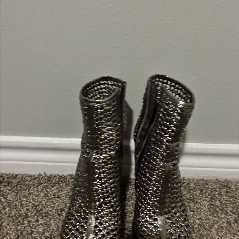 Vince Camuto Silver Woven Ankle Booties